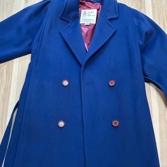 Vintage London Fog Maincoats 100% Wool Blue Size 6 Petite Belted Overcoat - Picture 6 of 11